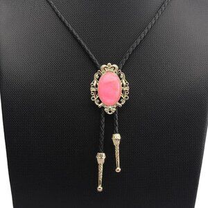 NEW! Native American Bolo Pink Tie Rodeo Cowboy Leather Necktie Western Necklace